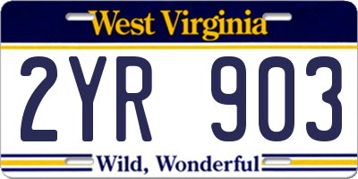WV license plate 2YR903