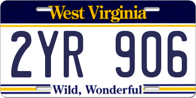WV license plate 2YR906