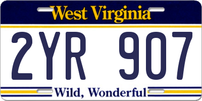 WV license plate 2YR907