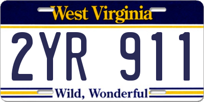 WV license plate 2YR911