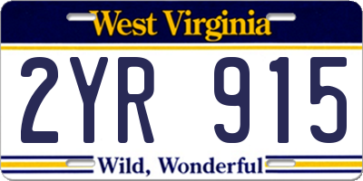 WV license plate 2YR915