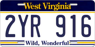 WV license plate 2YR916