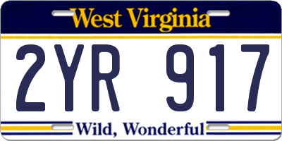 WV license plate 2YR917
