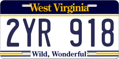 WV license plate 2YR918