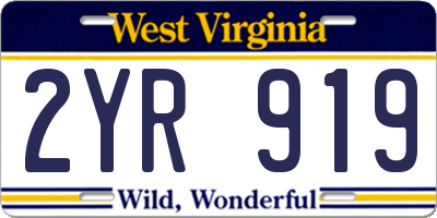 WV license plate 2YR919