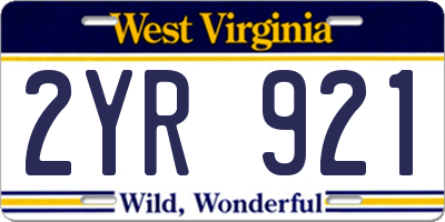WV license plate 2YR921