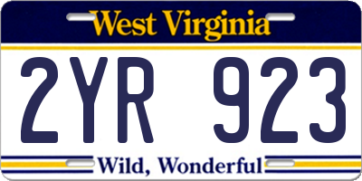 WV license plate 2YR923