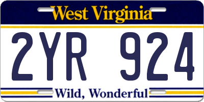 WV license plate 2YR924
