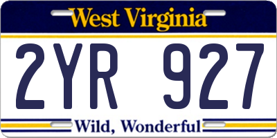 WV license plate 2YR927