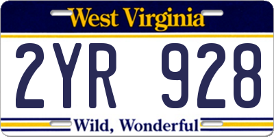 WV license plate 2YR928