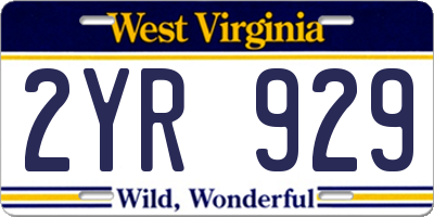 WV license plate 2YR929