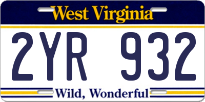 WV license plate 2YR932
