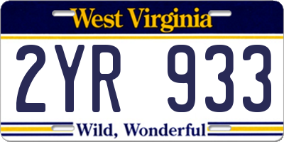 WV license plate 2YR933