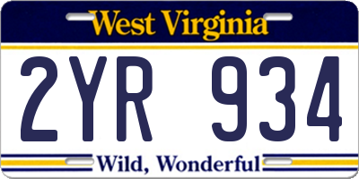 WV license plate 2YR934