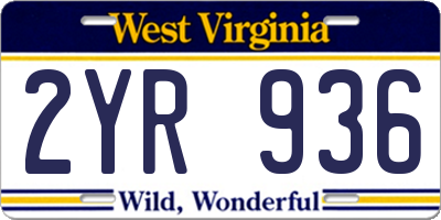 WV license plate 2YR936