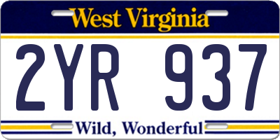 WV license plate 2YR937