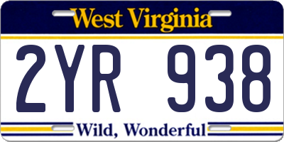 WV license plate 2YR938