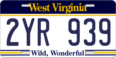 WV license plate 2YR939