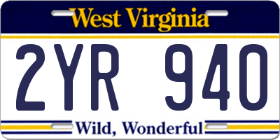 WV license plate 2YR940