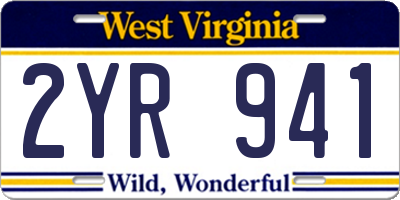 WV license plate 2YR941