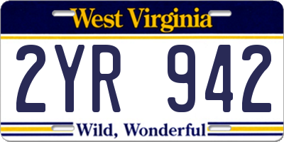 WV license plate 2YR942
