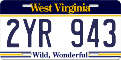 WV license plate 2YR943