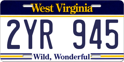 WV license plate 2YR945