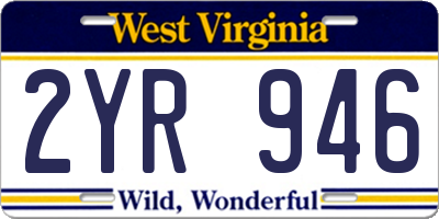 WV license plate 2YR946