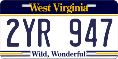 WV license plate 2YR947