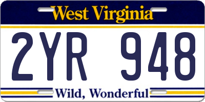 WV license plate 2YR948