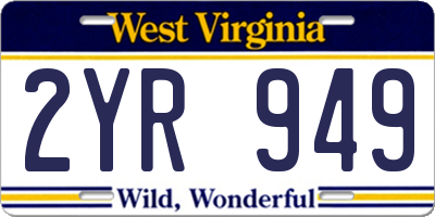 WV license plate 2YR949