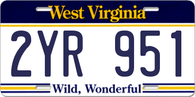 WV license plate 2YR951