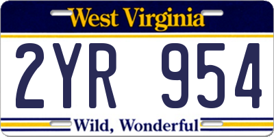 WV license plate 2YR954