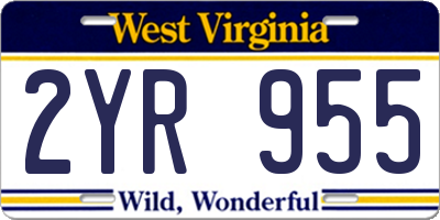 WV license plate 2YR955