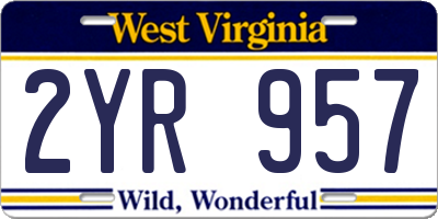WV license plate 2YR957