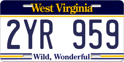 WV license plate 2YR959
