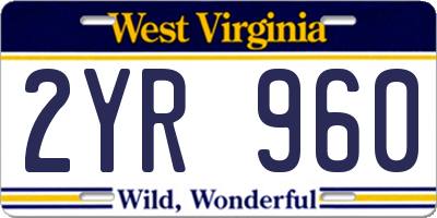 WV license plate 2YR960