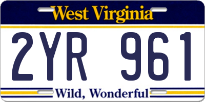 WV license plate 2YR961