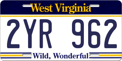 WV license plate 2YR962
