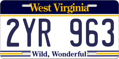 WV license plate 2YR963
