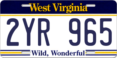 WV license plate 2YR965