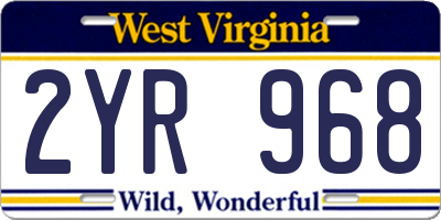 WV license plate 2YR968