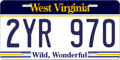 WV license plate 2YR970