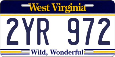 WV license plate 2YR972
