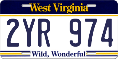 WV license plate 2YR974
