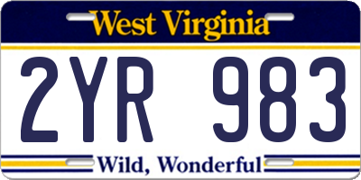 WV license plate 2YR983