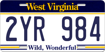 WV license plate 2YR984