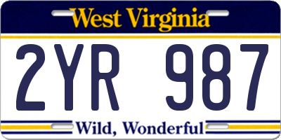 WV license plate 2YR987