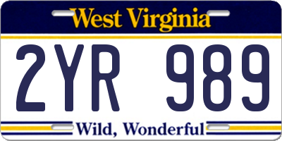 WV license plate 2YR989