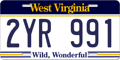 WV license plate 2YR991